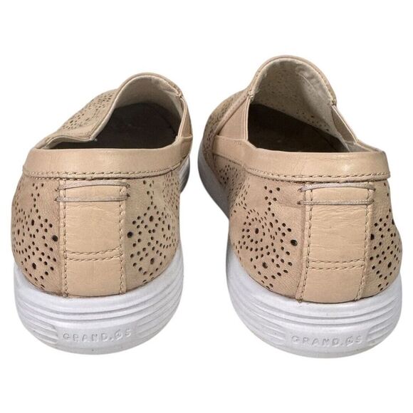 Cole Haan Grand.os US 6.5B Dark Ivory Leather Trimmed Sneakers Shoe - Picture 2 of 5